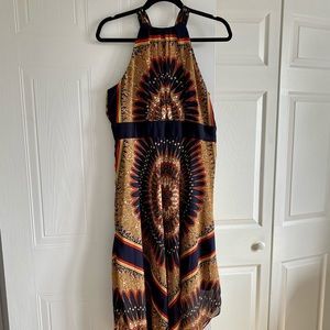 Gorgeous ethnic print georgette halter middy US10